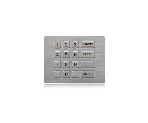 لوحة مفاتيح معدنية صناعية مقاومة للماء ومضادة للتخريب 16 مفتاحًا لوحة مفاتيح ATM ذات تنسيق مضغوط