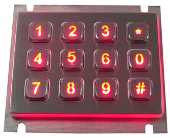 12 مفتاح USB IP65 حركيّ معدن لوحة أرقام مع أحمر أو أزرق الخلفية مخرب مقاوم