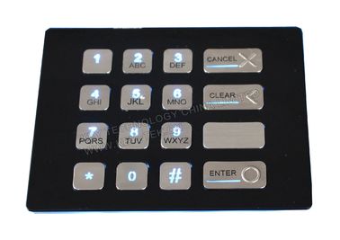 4 × 4 مفاتيح مخصصة المخرب مقاومة لوحة المفاتيح المعدنية مع الخلفية، مفاتيح رقمية