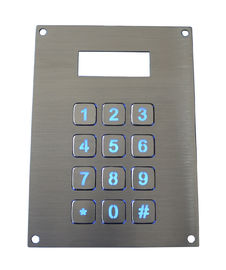 IP67 12 مفاتيح نقطية الديناميكي للماء الأزرق لوحة المفاتيح بإضاءة خلفية معدنية مع شاشات الكريستال السائل