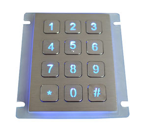 12 مفتاحًا IP67 ديناميكيًا للتخريب الديناميكي المقاوم للصدأ لوحة المفاتيح الخلفية الصناعية