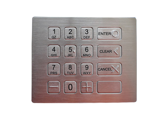 16 مفتاح لوحة مفاتيح رقمية وعرة IP67 لوحة مفاتيح معدنية صناعية مقاومة للماء من الفولاذ المقاوم للصدأ